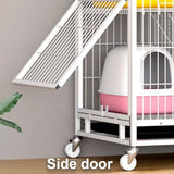 GUQASDV Cat Cages Indoor, Cat Playpen with Top Cover, Catio Indoor Cat Enclosure on Wheels, Cat Crate with Pull-Out Tray for Ferret, Chinchilla, Rabbit, Small Animals(White,78x54x100cm) GUQASDV