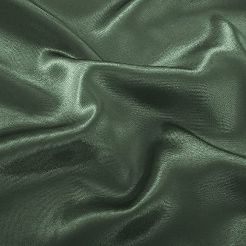 Pothuiny Satin Fitted Sheet - Ultra Soft Deep Pocket, Woodland Green, Single Mattress Cover (12" to 16") P Pothuiny