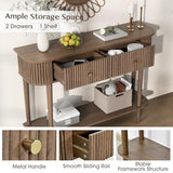 JOINICE 43" Entryway Table with Drawers,Fluted Console Table with Storage Shelf,Narrow Sofa Table for Living Room,Hallway,Foyer,Walnut JOINICE