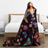 Abucaky Hummingbird Bird Fleece Throw Blanket Ultra Soft Cozy Blooming Flowers Decorative Flannel Blanket All Season for Home Couch Bed Chair Travel 60x50in Abucaky