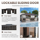EROMMY 12' X 20' Hardtop Sunroom, Galvanized Steel Double Roof Gazebo Solarium with Detachable Windows & Lockable Doors, All-Weather Sun Room for Patio Deck Backyard