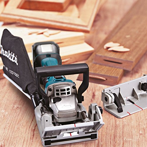 Makita DPJ180RTJ Biscuit Jointer, 18 V, Türkisschwarz, mit 2x Akku 5,0 Ah - WoodArtSupply