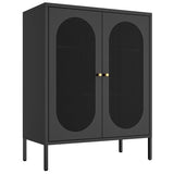Fumedo 2 Mesh Door Metal Storage Cabinet for Bed Room,Living Room,Home,Hotel,Office,Garage,Kitchen,3-Tier,2 Removable Shelves (Mesh Door Cabinet, Black) Fumedo