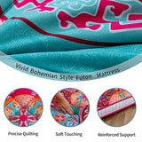 MAXYOYO Bohemian Style Futon Mattress, Padded Japanese Floor Mattress Quilted Bed Mattress Topper, Extra Thick Folding Sleeping Pad Breathable Floor Lounger Guest Bed for Camping Couch, Red, Full MAXYOYO