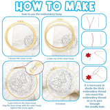 ACRNIGHEET 5PCS Embroidery Kit for Beginners Adults, Butterfly Embroidery Kit, Flowers Embroidery Starter Kit with Instructions, Including 5 Stamped Embroidery Cloth Hoops Threads, Crafts Gift Idea