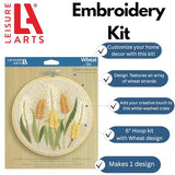 LEISURE ARTS Embroidery Kit 6 Inch Wheat - Beginner Hand Stitching Kit with Hoop, Needle, Thread, Printed Fabric, and Instructions for Adults and DIY Crafters