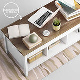 Tangkula Wood Lift Top Coffee Table, Modern Coffee Table w/Hidden Compartment and Open Storage Shelf for Living Room Office Reception Room (White) Tangkula
