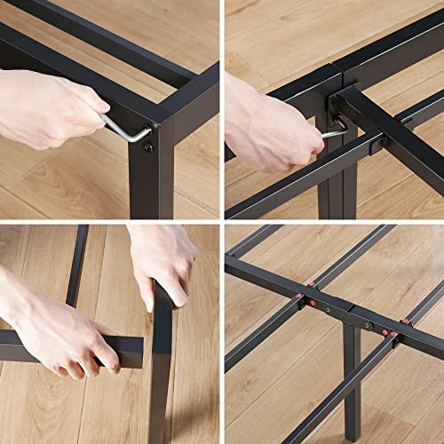 Olee Sleep 18 Inch Heavy Duty Steel Slat Anti-Slip Support, Easy Assembly Platform Bed Frame, Noise Free Steel Mattress Foundation, Maximum Storage, No Box Spring Needed, Black, Cal King Size Olee Sleep