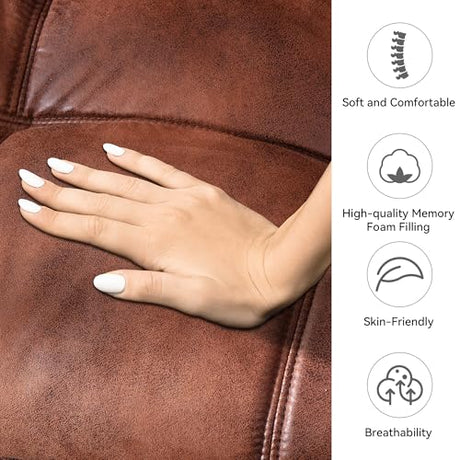 AMICLIBER Faux Leather Futon Sofa Bed,Convertible Futon Couch,Memory Foam Loveseat Sleeper Sofa,Small Splitback Modern Folding Couch for Living Room,Office,Apartment,Retro Brown AMICLIBER