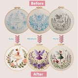 Embroidery Kit for Adults, Pre-Stamped Pattern Embroidery Kit for Beginners, Needlepoint Starter Kit with Hoop Thread Needle Instruction, 7.9'' Hoop (Flower Fairy 3 Packs)