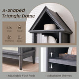 IFGET 75.9" Tall Farmhouse Bookcase, Angle Arched 5 Tiers Narrow Bookshelf Cabinet with Adjustable Shelves, Modern Wooden Geometric Book Shelf w/Display Storage for Living Room, Office-Dark Grey IFGET