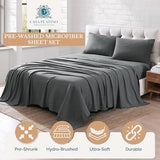 Casa Platino Luxury Bed Sheet Set – Ultra-Soft, Pre-Washed, Cozy and Breathable, 100% Brushed Premium Microfiber with Deep Pockets for a Secure Fit – Twin, Charcoal Casa Platino