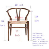 Tomile Set of 2 Wishbone Chair Solid Wood Y Chair Mid-Century Armrest Dining Chair, Hemp Seat (Ash Wood - Walnut) Tomile