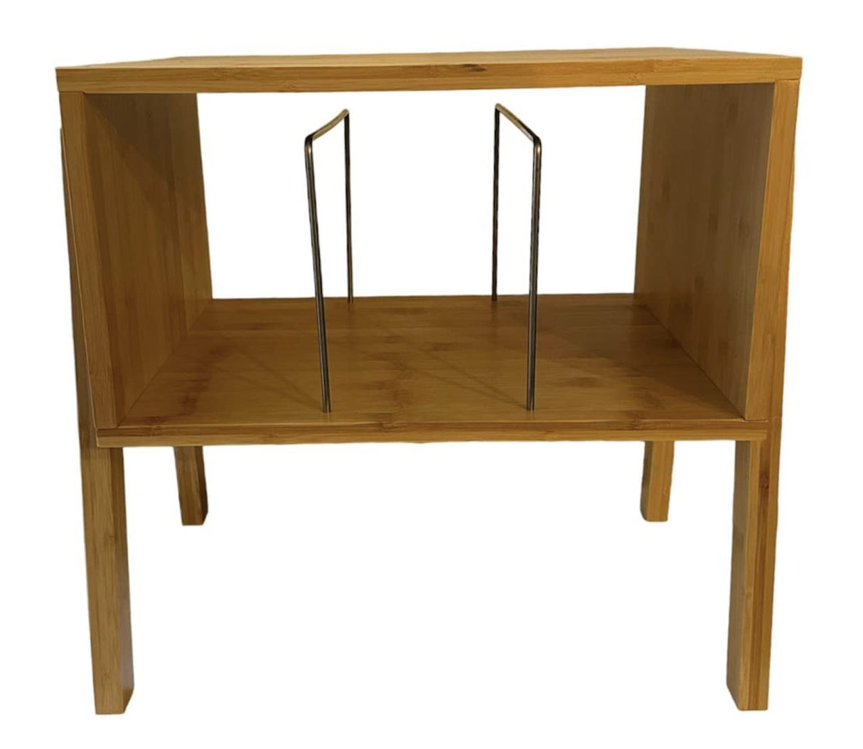 Bamboo Stackable End Table Nightstand - Living Room Small Side Table – Modern Wood Bedside Tables for Bedroom with Open Storage Record-Happy