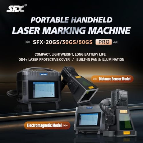 WTTTOOLS Fiber Laser Engraver 30W PRO Laser Marking Machine Battery/AC Handheld Laser Engraving Machine Portable Laser Marker with 100 * 100mm Lens for Metal Non-Metal Materials Class 1 0.39mW WTTTOOLS