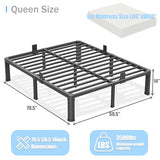 Yitong Angel 14 inch Queen Bed Frame with Round Corner Legs Mattress Slide Stopper,3500 lbs Heavy Duty Metal Platform,Steel Slats Support,No Box Spring Needed,Easy Assembly,Noise Free Yitong Angel