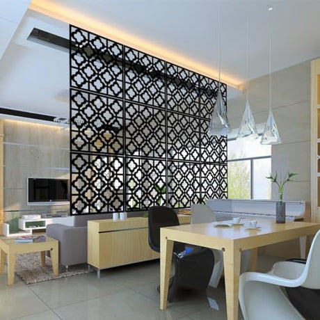 Stepstall 12 Pcs PVC Hanging Room Divider,Thick Decorative Flower Design Room Divider Partitions Panel Screen for Decorating Bedroom Dining Kitchen Office Studio Restaurant Hotel Decor Stepstall