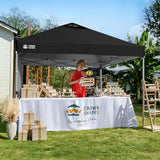 CROWN SHADES 10x10 Pop Up Canopy with 1 Side Wall - Beach Tent with One Push Setup - Outdoor Sun Shade for Events, Parties, Camping - Gazebo with STO-N-Go Cover Bag (Black) CROWN SHADES