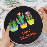 Louise Maelys Funny Cactus Embroidery Kits for Beginners,Cross Stitch Kit for Adults,Starters DIY Needlepoint Including Plant Pattern,Hoop,Instruction and Threads
