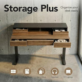 ErGear Electric Standing Desk with 5 Solid Wood Drawers, 48 x 26 Inches Whole Piece Desktop, with Desktop Riser Stand, Compatible with C-Clamp Monitor Arms, Modern Office Desk, Dark Walnut ErGear