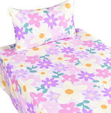 Scientific Sleep Purple Flower Painting Girls 100% Cotton 3 Pcs Twin Bed Sheet Set Kids Toddler Teen, Flat Sheet & Fitted Sheet & Pillowcase Kids Bedding Set (Floret, Twin) Scientific Sleep