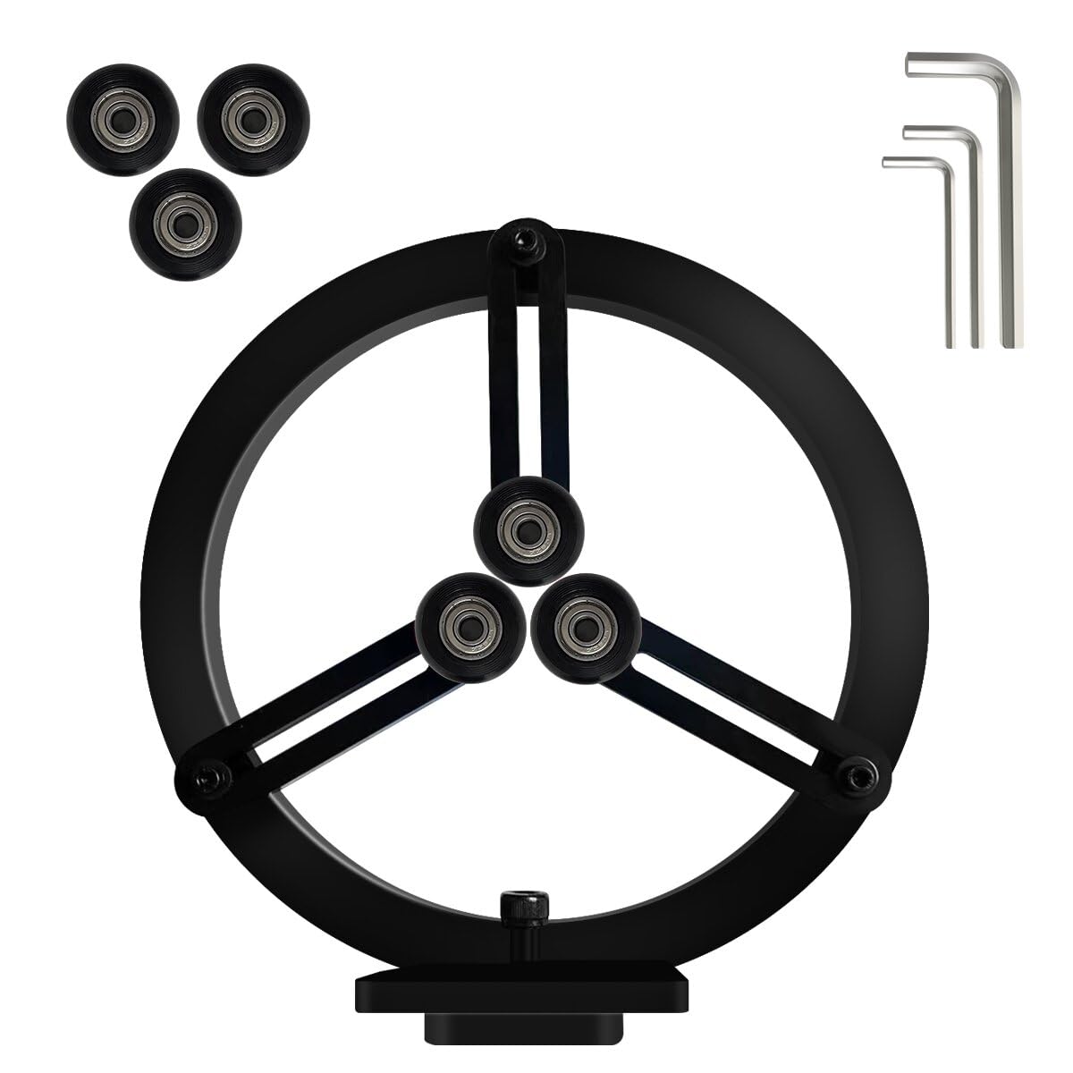 Woodturning Lathe Steady Rest,3-Point Round Steady Rest with 6 Pcs Position-adjustable Wheels for Up to 12in Swing Lathes RUNCHIFEI