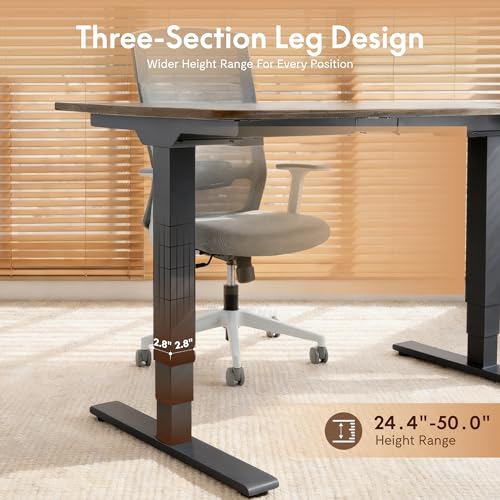FLEXISPOT E6 MAX Woodix Acacia Solid Wood 72x30 Inch Dual Motor Heavy Duty Standing Desk, 330lbs Capacity, 3-Stage Height Adjustable Desk w/Cable Management & Wheels(Brown Acacia Wood + Black Frame) FLEXISPOT