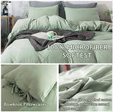 annadaif Sage Green Duvet Cover King Size, 3 Pieces Soft Washed Microfiber Duvet Cover Set, Comforter Cover with Bowknot Bow Tie (1 Duvet Cover 104x90 Inch, 2 Pillowcases) Easy Care Bedding Set annadaif