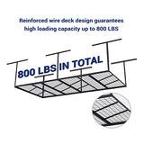 FLEXIMOUNTS Pro 4x8 Overhead Garage Storage Rack,Adjustable Garage Storage Organization Systerm,Heavy Duty Metal Garage Ceiling Storage Racks,800lbs Weight Capacity,Black FLEXIMOUNTS