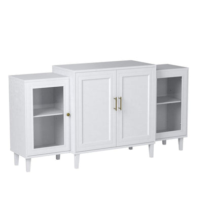 Walker Edison 4-Door Tiered Modern-Sideboard-Buffet Stand for Storage, 62, White - WoodArtSupply