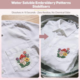 CLRDIVA Hand Embroidery Kit for Clothes: 120 Trendy Designs Flower Embroidery Patterns Stick and Stitch Transfers - Stamped Water Soluble Stabilizers for Adult Experienced Crafters DIY T-Shirts Jeans