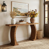 Tribesigns 63" Farmhouse Console Table for Living Room, Rustic Entryway Table with Curved Legs, Vintage Brown Tribesigns