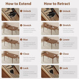 Muwuele Solid Wood Extendable Dining Table for 4-8 People with Seamless Extension from 47.2 to 63 Inches, Easy Assembly, Expandable Tables for Small Spaces, Dining Room, Kitchen, Living Room, Walnut Muwuele