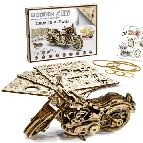 WOODEN.CITY Cruiser 3D Motorcycle Puzzle for Adults - Motorcycle Building Kit Adult - Wooden Model for Adults to Build - Build Your Own Motorcycle Kit - 3D Wooden Puzzle Model Motorcycle Kit  - WoodArtSupply