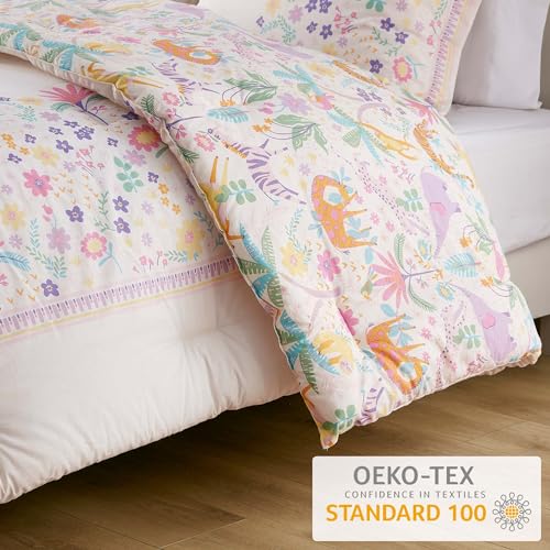 Intelligent Design Kids Queen Comforter Set, Favorite Jungle Animals Fun Safari Adventures Print, BCI Cotton, All Seasons Down Alternative Bedding, Sham & Pillow, Lulu, Full/Queen Purple 4 Piece Intelligent Design