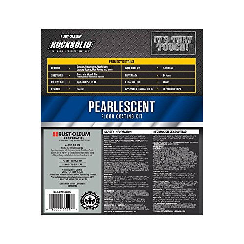 Rust-Oleum 306325 RockSolid Pearlescent 1 Car Garage Floor Coating Kit, Pearl Black Rust-Oleum