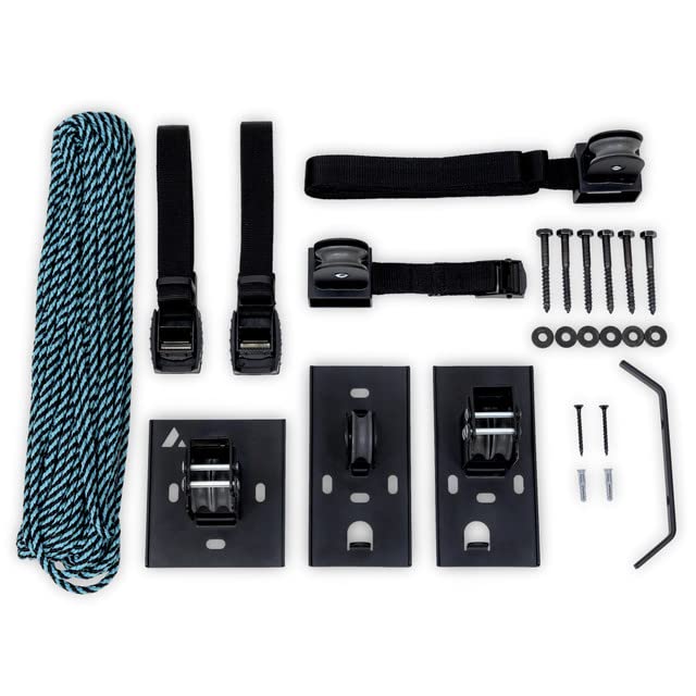 Teal Triangle Ceiling Storage Hoist for Cargo Box - Heavy Duty Garage Storage Lift - Garage Pulley Lift System Holds 150 lbs and Fits 8-10 ft Tall Garage Ceilings Teal Triangle