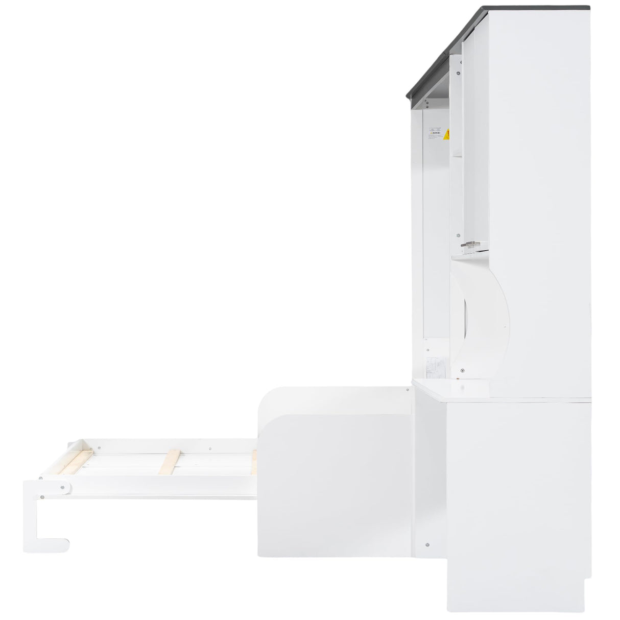 LUMISOL Full Size Murphy Bed with Sofa Couch, Combo Wall Bed with Storage Cabinet and Desk, Fold up Bed, Space-Saving Foldable Design, White LUMISOL