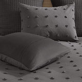 Intelligent Design Cotton Comforter Set - Jacquard Tufts Pompom Design All Season Bedding, Matching Shams, Decorative Pillows, King/California King (104 in x 92 in), Charcoal 7 Piece Intelligent Design