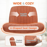 Orange Factory Criss Cross Chair Wheels Wide Cross Legged Office Desk Vanity Chair Comfy Fabric Armless Adjustable Swivel for Home Computer Task (Brown) Orange Factory