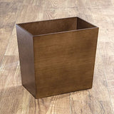 mDesign Rectangular Narrow Trash Can Wastebasket, Small Garbage Container Bin for Bathroom, Kitchen, Home Office, Craft Room, Bamboo Veneer, Brock Collection, Brown mDesign