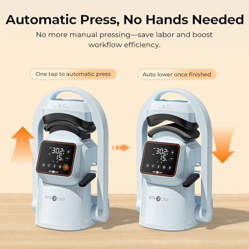 HTVRONT Auto Hat Press Machine - Hat Heat Press Machine with Precise Temp&Timer Control, Hat Heat Press Machine for Caps with 2 Platens, Compatible with DTF Film, Embroidery, Sublimation (Blue) HTVRONT