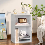 YAHARBO 2 Cube Bookshelf, White Record Player Stand with Vinyl Storage Up to 100 Albums, Horizontal Low Book Shelf, Mini Bookcase with Storage Organizer, Small Turntable Stand for Living Room, Bedroom YAHARBO