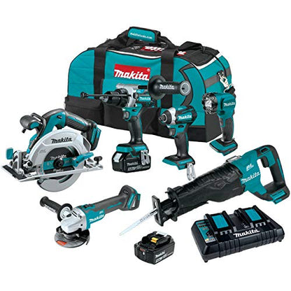 Makita XT616PT 18V LXT® Lithium-Ion Brushless Cordless 6-Pc. Combo Kit (5.0Ah) - WoodArtSupply