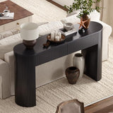 55 Inch Console Table with 2 Drawers, Fluted Entryway Tables with Storage, Sofa Table Behind The Couch, Hallway Tables, Mid-Century Modern Foyer Table for Entryway, Hallway, Living Room, Black ONBRILL