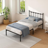 Kujielan Twin Size Bed Frame with Modern Headboard, Metal Platform Bed Base with Strong Support, No Box Spring Needed, Easy Assembly, Noise Free，Black Kujielan