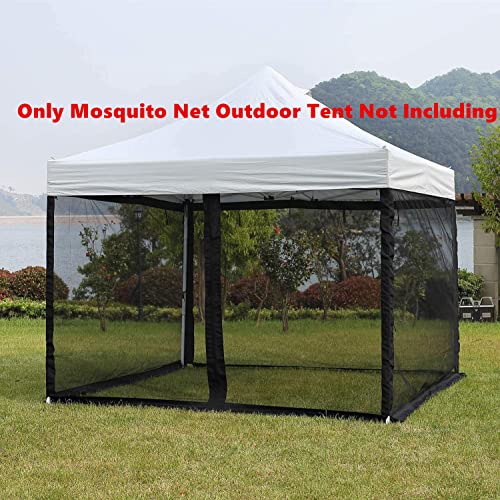 Mosquito Net for Outdoor Patio and Garden, Screen House for Camping and Deck, Gazebo Screenroom, Zippered Mesh Sidewalls for 10x 10' Gazebo (Black) - WoodArtSupply