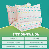 HOMBYS Tufted Pom Poms Bedding Comforter Set for Girls, 3 Piece White Boho Jacquard Kids Comforter Set for All Season，Twin/Twin XL Size HOMBYS