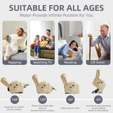 RESTREAL Power Lift Recliner Chair for Elderly, Electric Recliner Chairs for Adults with Massage and Heat, Cup Holders, Remote Control, USB Ports, Side Pockets, Leather (Cream) RESTREAL