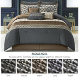 LANCO MODERN LIFESTYLE King Size Comforter Set, Grey Brown, 10 Piece Bed in a Bag for All Seasons, Luxury Extreme Comfort Bedding Sets with Bedskirt, Pillow Shams, Euro Shams and Decor Pillows LANCO MODERN LIFESTYLE